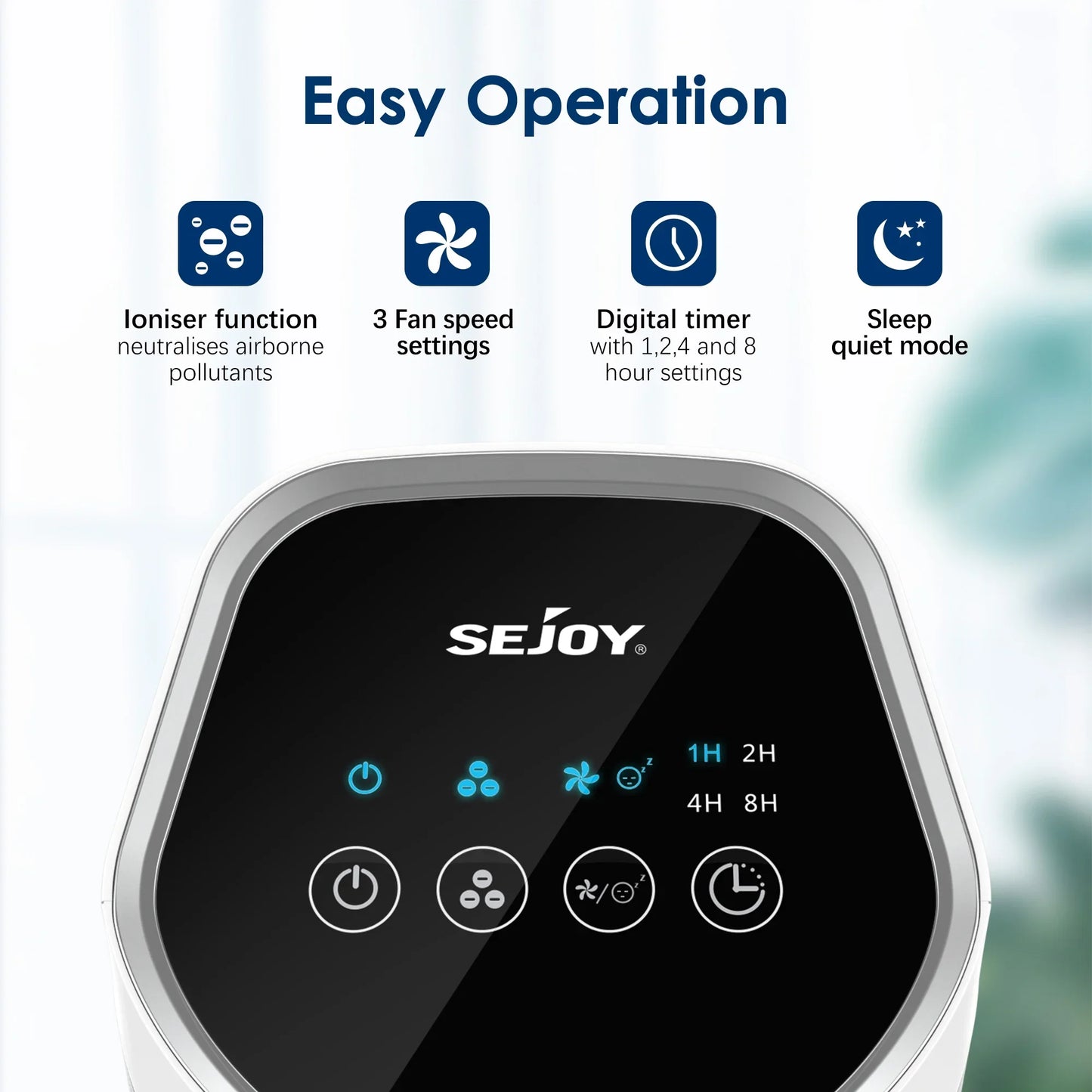 Sejoy 25W HEPA Air Purifiers For Bedroom 200 sq.ft Portable Air Cleaner For Smoke Pollen Hair Smell Air Purifier with Sleep Mode