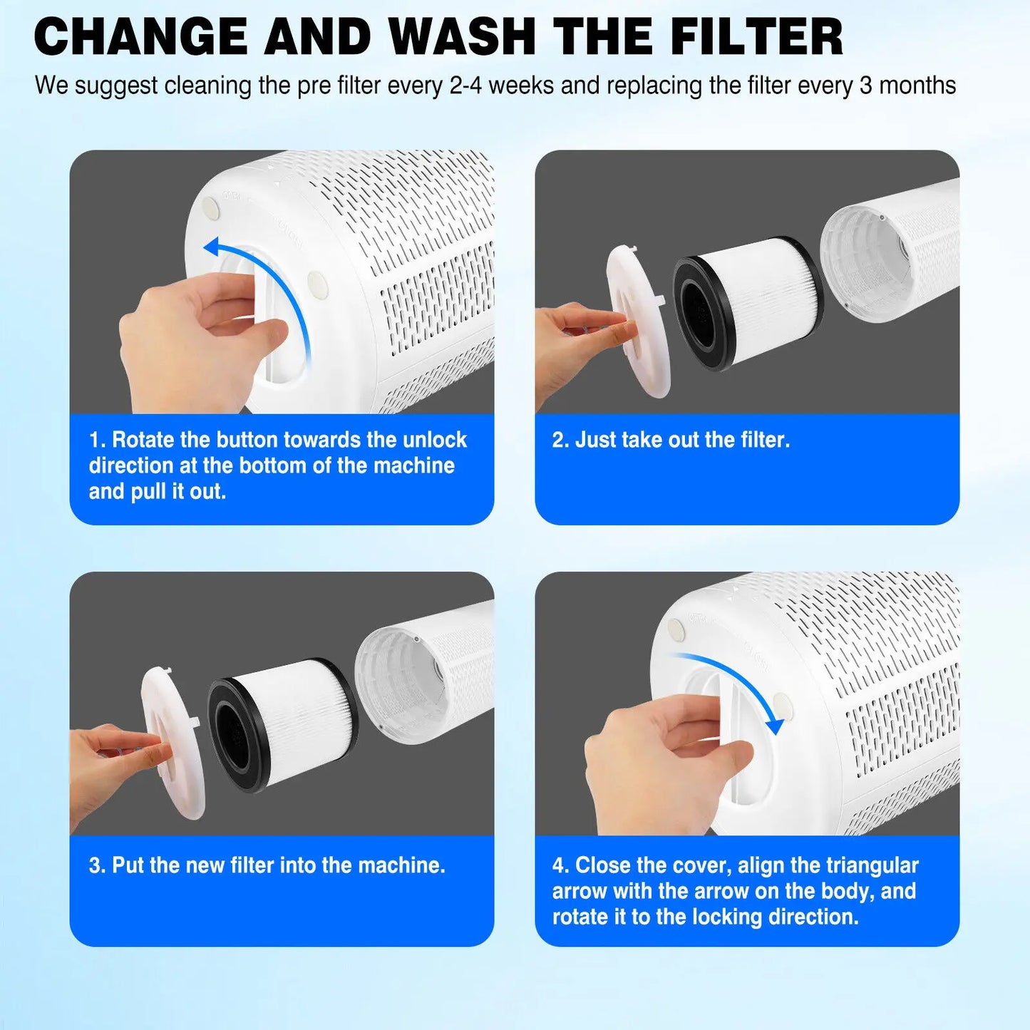 Air Purifier for Home with H13 True HEPA Air Cleaner Air Purifier Smoke Odor For Pet Home Removes 99.97% of Pollutants Low Noise