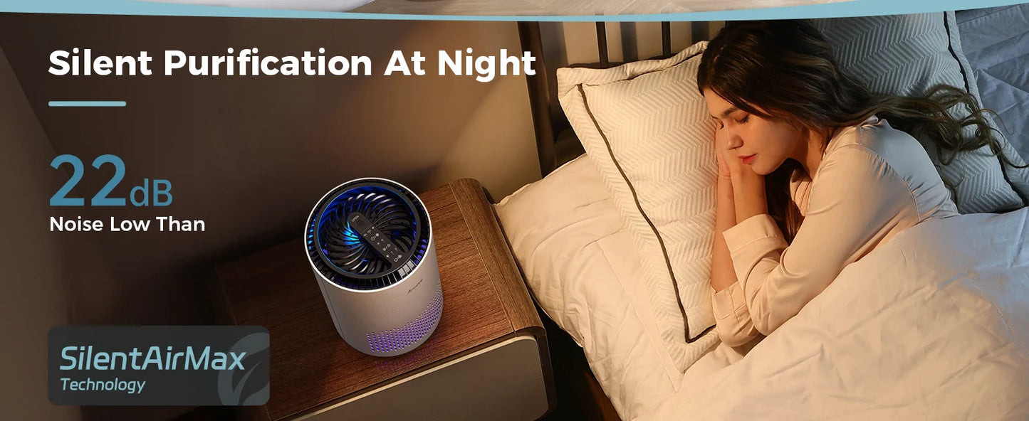 AROEVE Air Purifier Aroma Fragrance for Bedroom Home Smoke Pollen Dander Hair Smell Air Cleaner with 3 Speed Control 287 Sq.Ft
