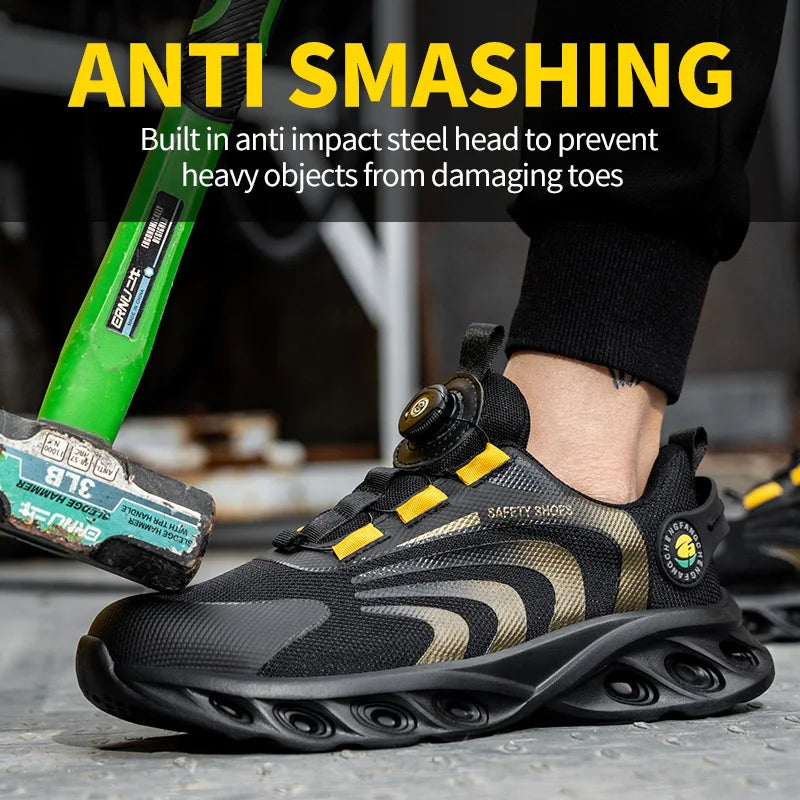 Lace-Free Breathable Lightweight Comfortable Anti-Smashing Anti-Puncture Safety Shoes