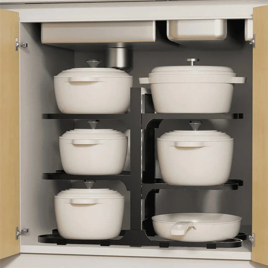 2025 New Pots and Pans Organizer, Adjustable 6-Tier Pots Organizer Rack for Cookware, Heavy Duty Pots Rack for Kitchen Storage