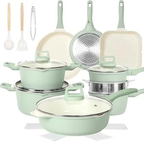 23pcs Pots and Pans Set Non Stick, Kitchen Cookware Set with Casserole, Frying & Saucepans, Oven Safe & Stovetop Agnostic (Gas,