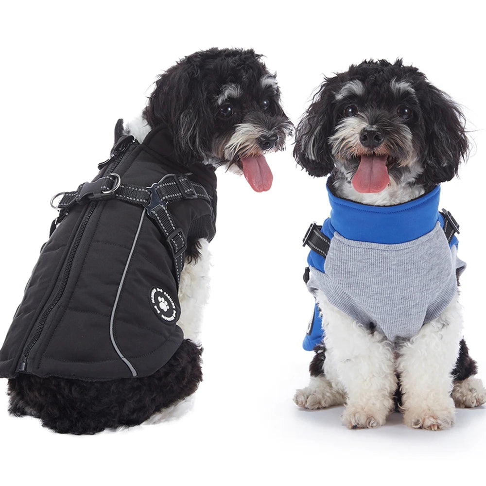 Pet Dog Waterproof Warm Jacket With Harness Reflective Dog Clothes For Small Large Dogs Coat Chihuahua French Bulldog Outfits