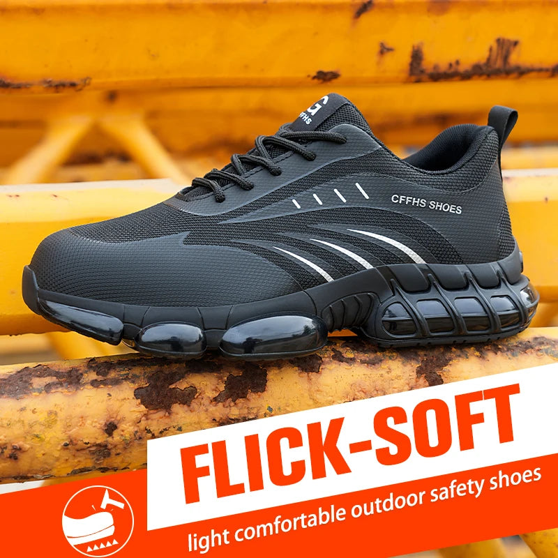 Breathable Lightweight Comfortable Anti-Smash Anti-Puncture Safety Shoes for Men