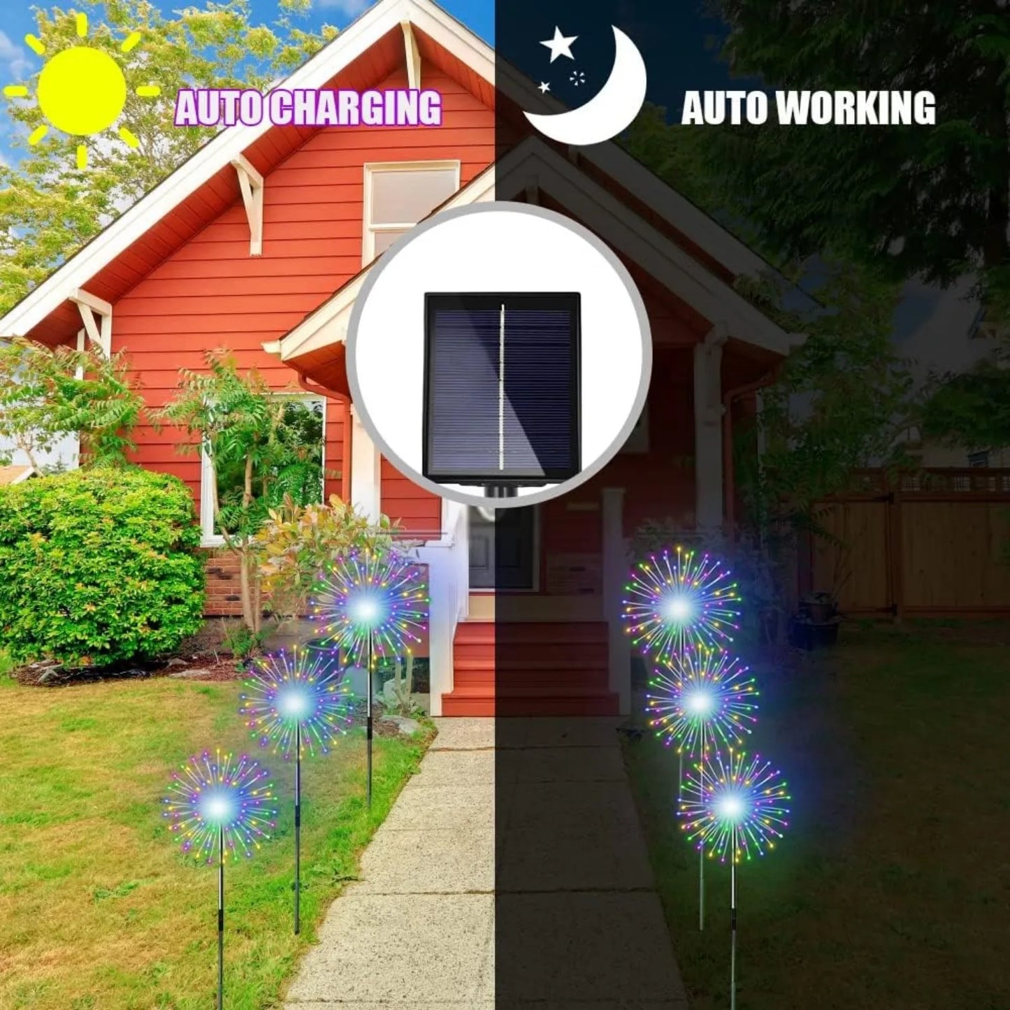 4 Pack Solar Firework String Lights IP65 Waterproof 8 Modes with Remote Outdoor Christmas Decor for Garden Patio Party