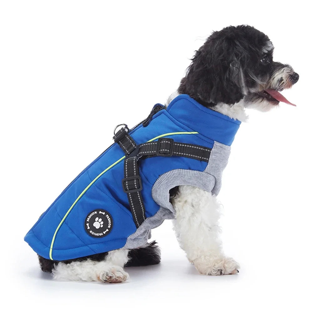 Pet Dog Waterproof Warm Jacket With Harness Reflective Dog Clothes For Small Large Dogs Coat Chihuahua French Bulldog Outfits