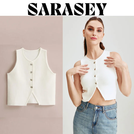 2025 Y2K Grunge Vest -Distressed Knit Sleeveless Top with Metal Grommets TikTok Viral Outfit/Clubbing Edgy Look Instagram Colors