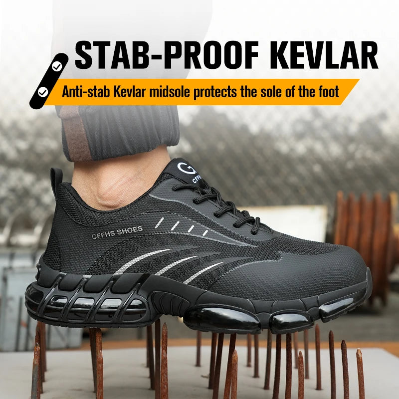 Breathable Lightweight Comfortable Anti-Smash Anti-Puncture Safety Shoes for Men