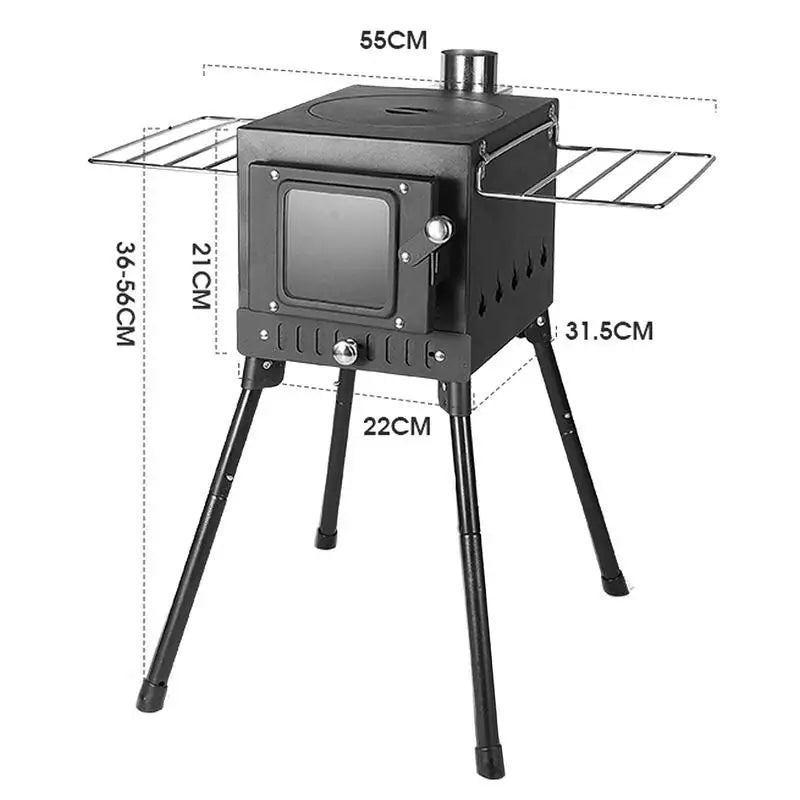 Camping Firewood Stove Portable Tent Wood Burning Stove With Chimney Folding Fire Wood Heater BBQ Grill For Camp Fishing