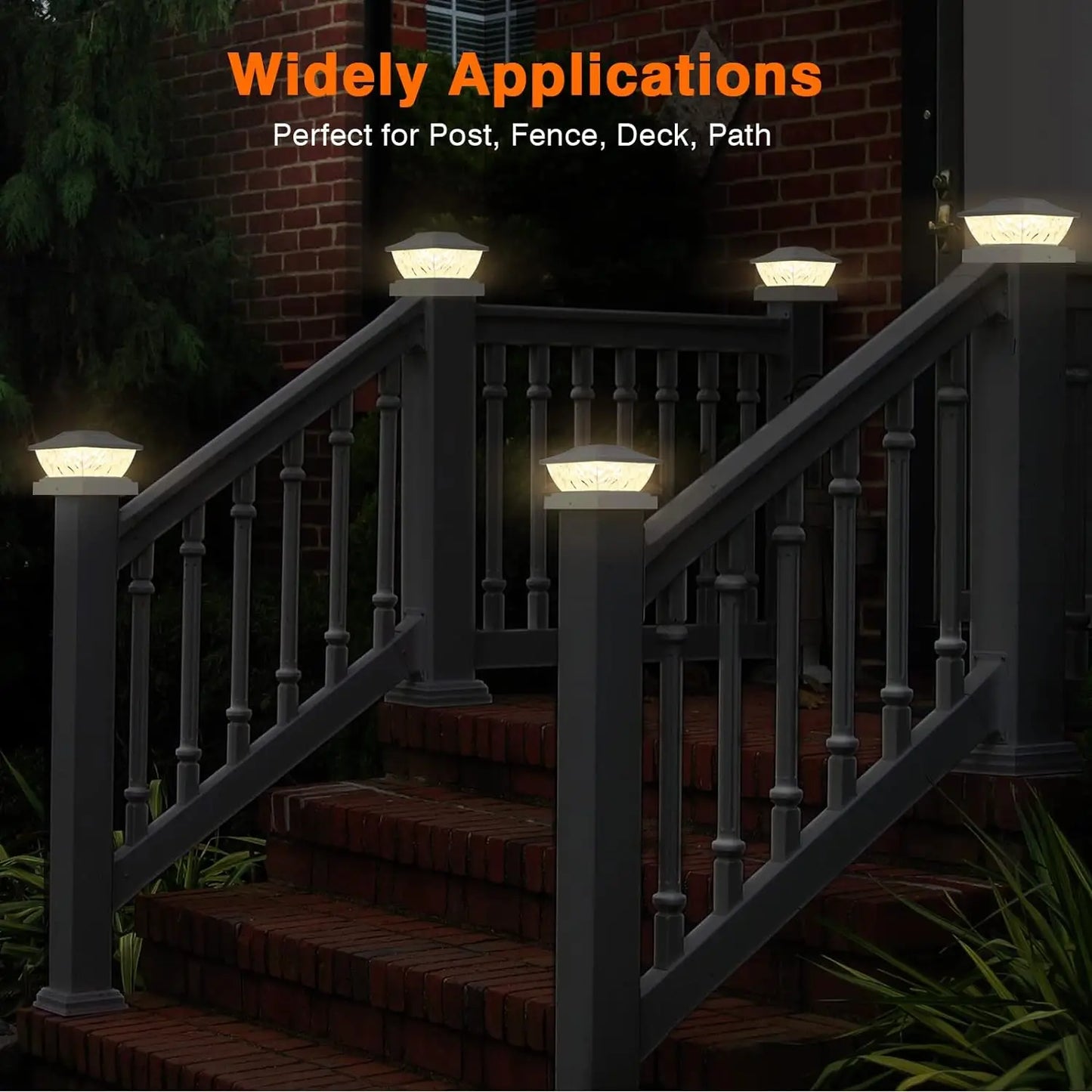 4/6/8/12 Pack 2 Mode Bright Solar Post Lights, Solar Powered Deck Lights for 4x4 4.5x4.5 5x5 Posts in Garden Decor, White