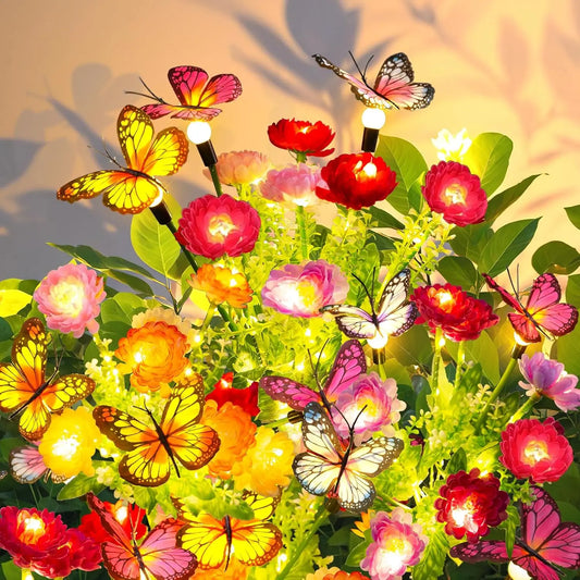 2/4 Pack Solar Garden Lights: Butterfly & Snowdrop Flowers, Patio/Backyard/Flower Beds Decor, Gift for Mom