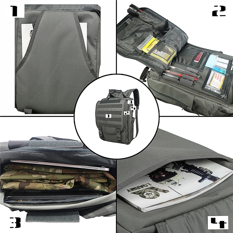 Molle Laptop Bag Tactical Messenger Bag Computer Backpack Fanny Belt Shoulder Camping Outdoor Sports Bag