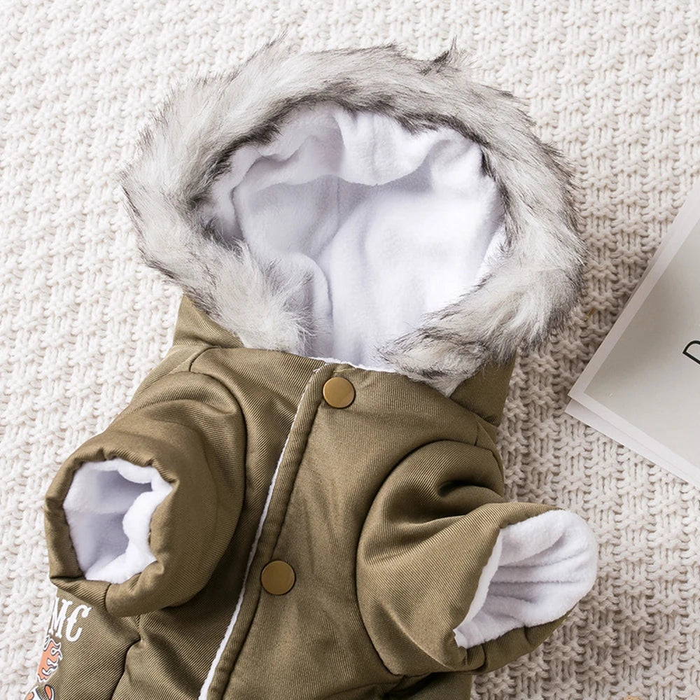 Pet Dog  Thickness Hooded Driver Style Four Legs Cotton Winter Coat Windproof Dog Jumpsuit Warm Small Puppy Dogs Clothing