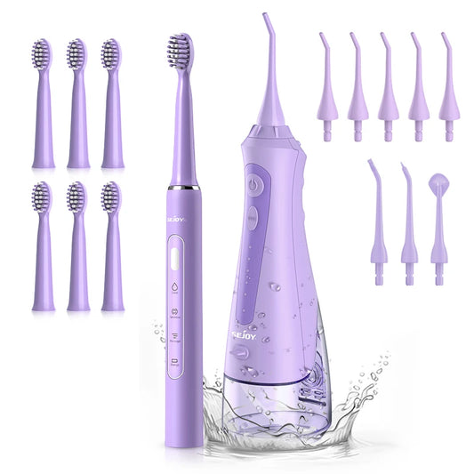 SEJOY Irrigator Dental + Electric Toothbrush Set Water Flosser Mouth Teeth Cleaning Machine For Home