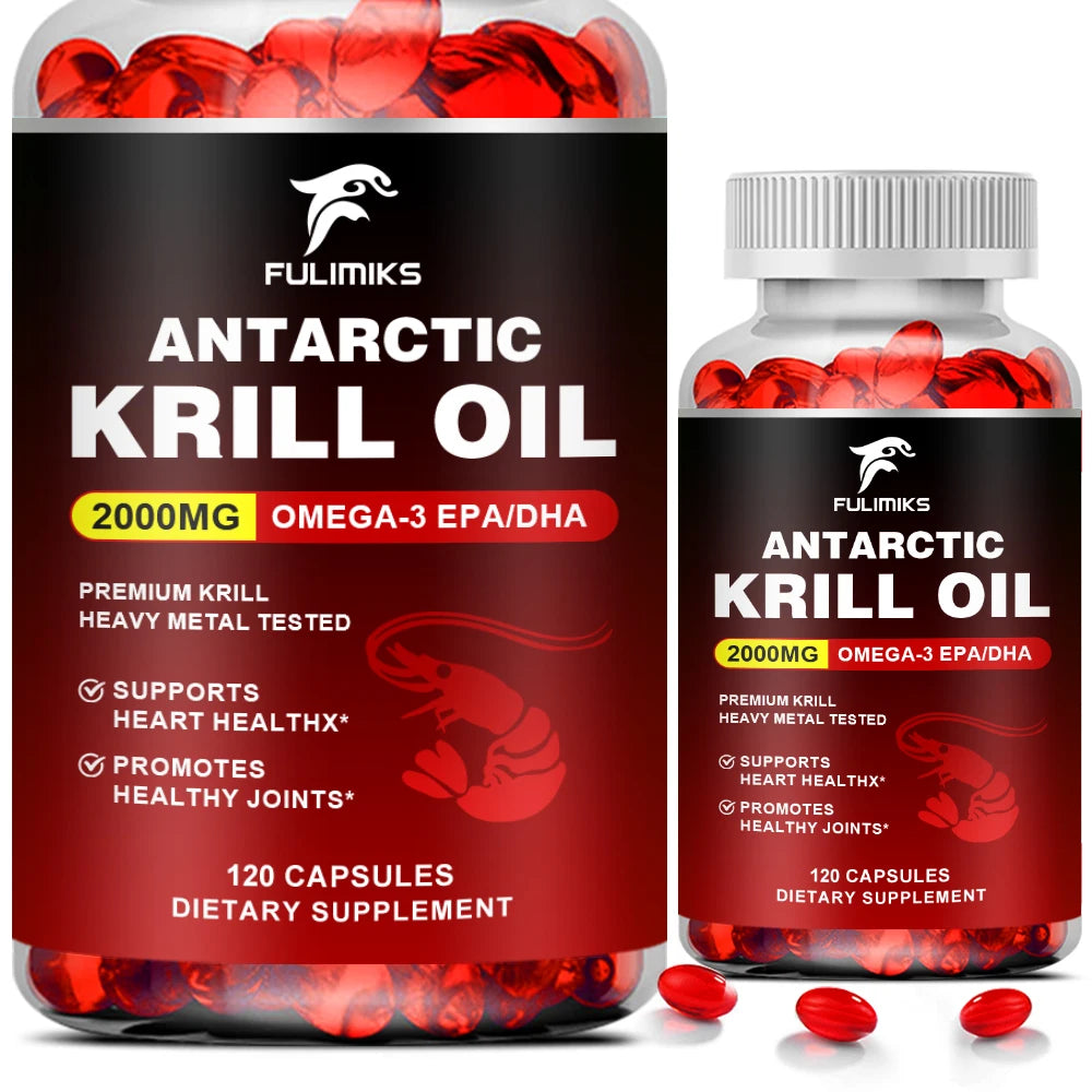 Antarctic Krill Oil 2000mg, Omega-3 EPA, DHA, with Astaxanthin Supplement Sourced from Red Krill, Maximum Strength- 120 Capsules