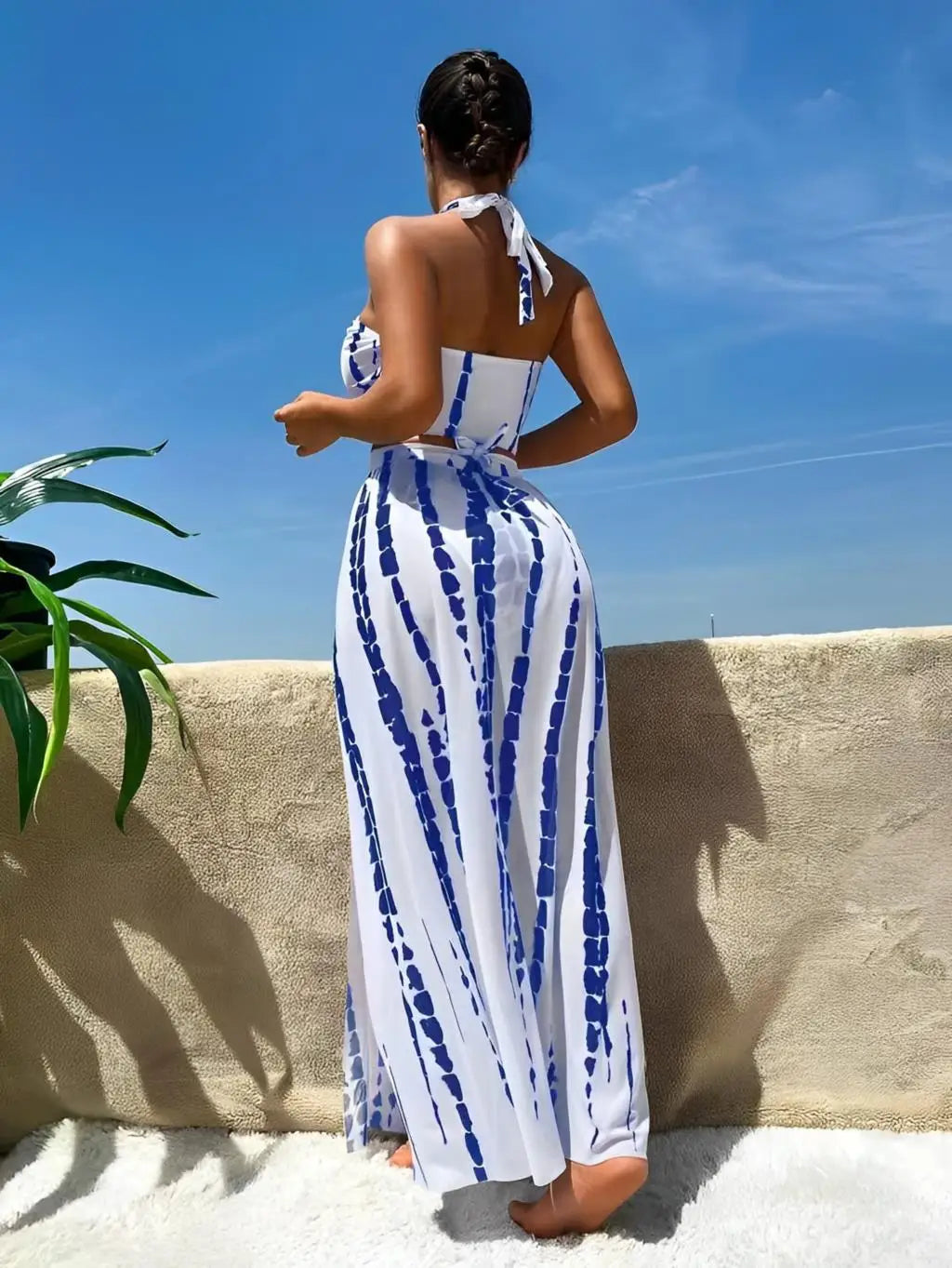 3 Pieces Halter Bikini 2025 Swimsuit Women & Beach Skirt Swimwear Female Sexy Bathers Bathing Swimming Swim Suit Beachwear