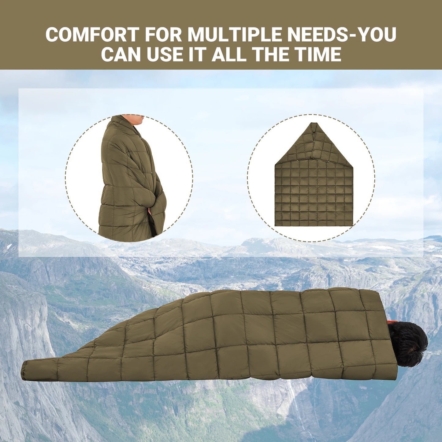 KingCamp Blanket, Blanket With Buckles, Warm Comfy Foldable For Camping, Picnic, Grass, Concerts, Car, Indoor