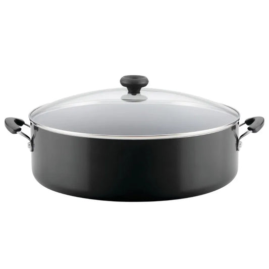 Nonstick Family Pan, Jumbo Cooker with Lid, Easy Clean 14 inch Aluminum Nonstick Covered Family Pan