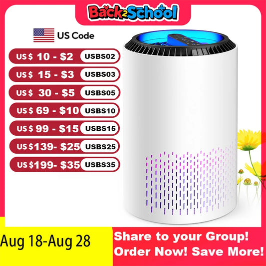 AROEVE Air Purifier Aroma Fragrance for Bedroom Home Smoke Pollen Dander Hair Smell Air Cleaner with 3 Speed Control 287 Sq.Ft