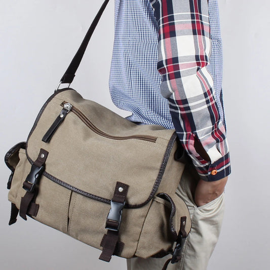Large Capacity Vintage Crossbody Bag for Men and Women Adjustable Strap Water Resistant Messenger Handbag