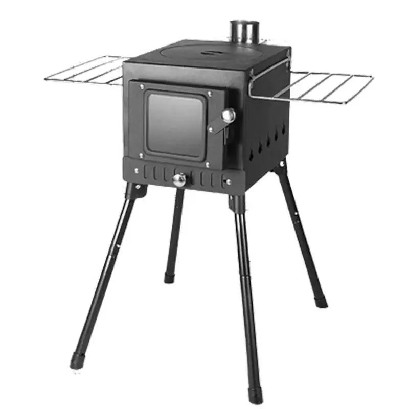 Camping Firewood Stove Portable Tent Wood Burning Stove With Chimney Folding Fire Wood Heater BBQ Grill For Camp Fishing