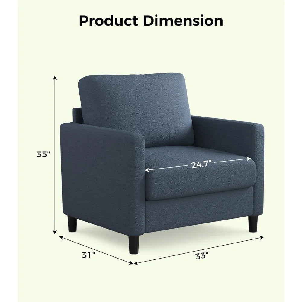 Sofa Accent Chair, 33" Reading Chair for Bedroom, Tool-Free Setup Living Room Accent Chairs, Comfy Arm Chairs Living Room,