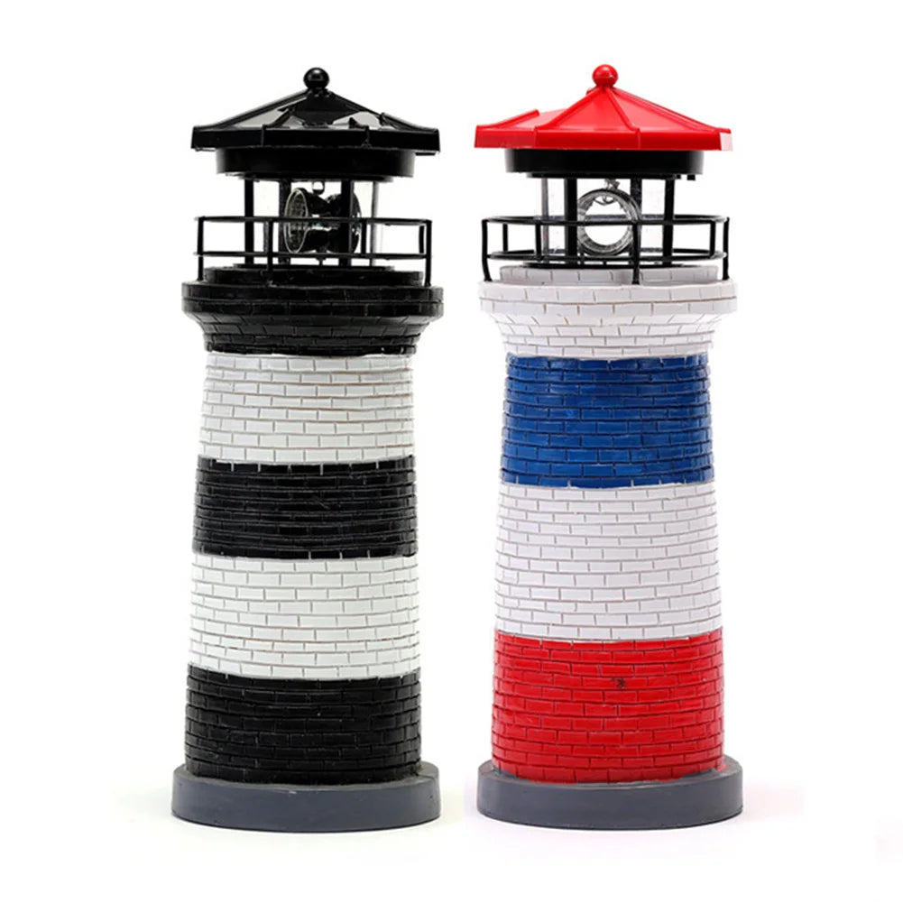 Solar Powered Resin Decorative Lighthouse Light Lighthouse Night Light Lighthouse Lantern Ornament for Home Yard Outdoor Decor