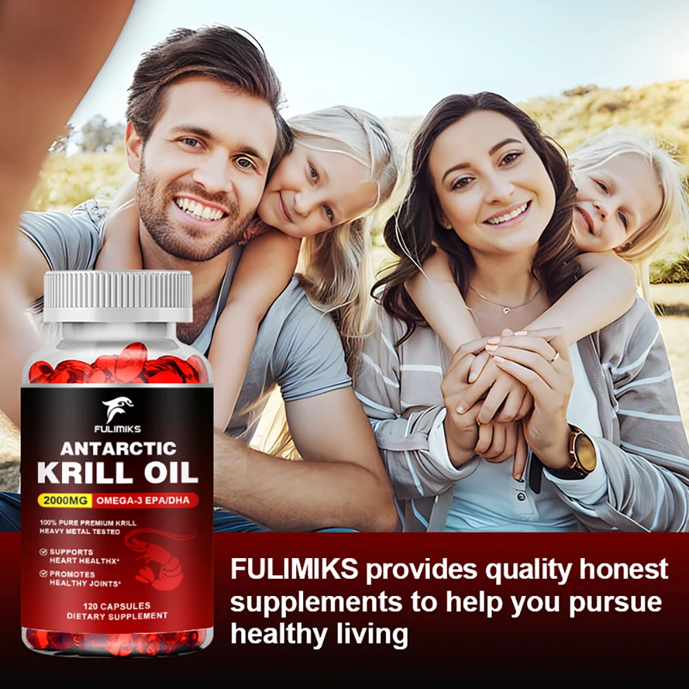 Antarctic Krill Oil 2000mg, Omega-3 EPA, DHA, with Astaxanthin Supplement Sourced from Red Krill, Maximum Strength- 120 Capsules