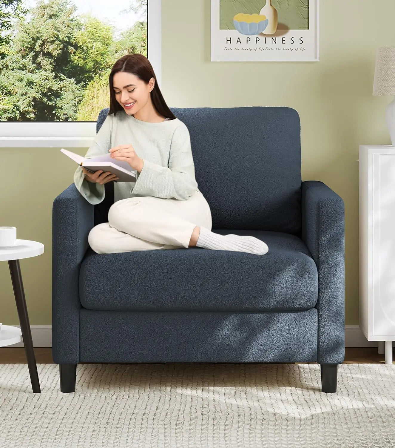 Sofa Accent Chair, 33" Reading Chair for Bedroom, Tool-Free Setup Living Room Accent Chairs, Comfy Arm Chairs Living Room,