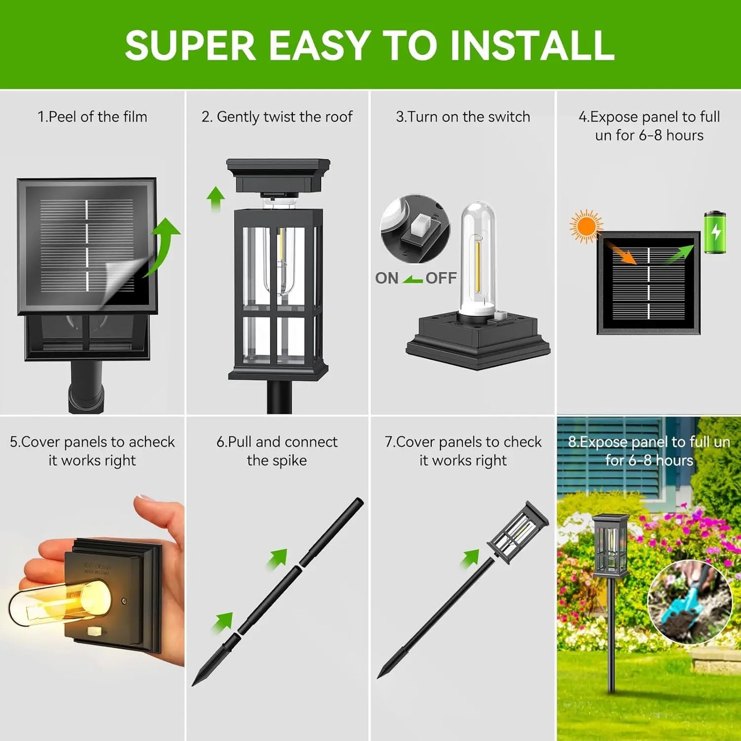 6 Pack Solar Pathway Lights - Super Bright Outdoor Solar Lights for Patio/Patio/Sidewalk - Outdoor Gifts
