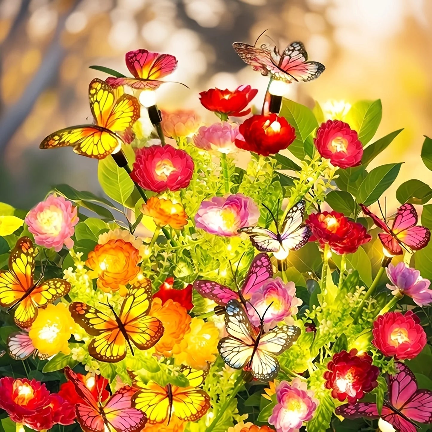 2/4 Pack Solar Garden Lights: Butterfly & Snowdrop Flowers, Patio/Backyard/Flower Beds Decor, Gift for Mom
