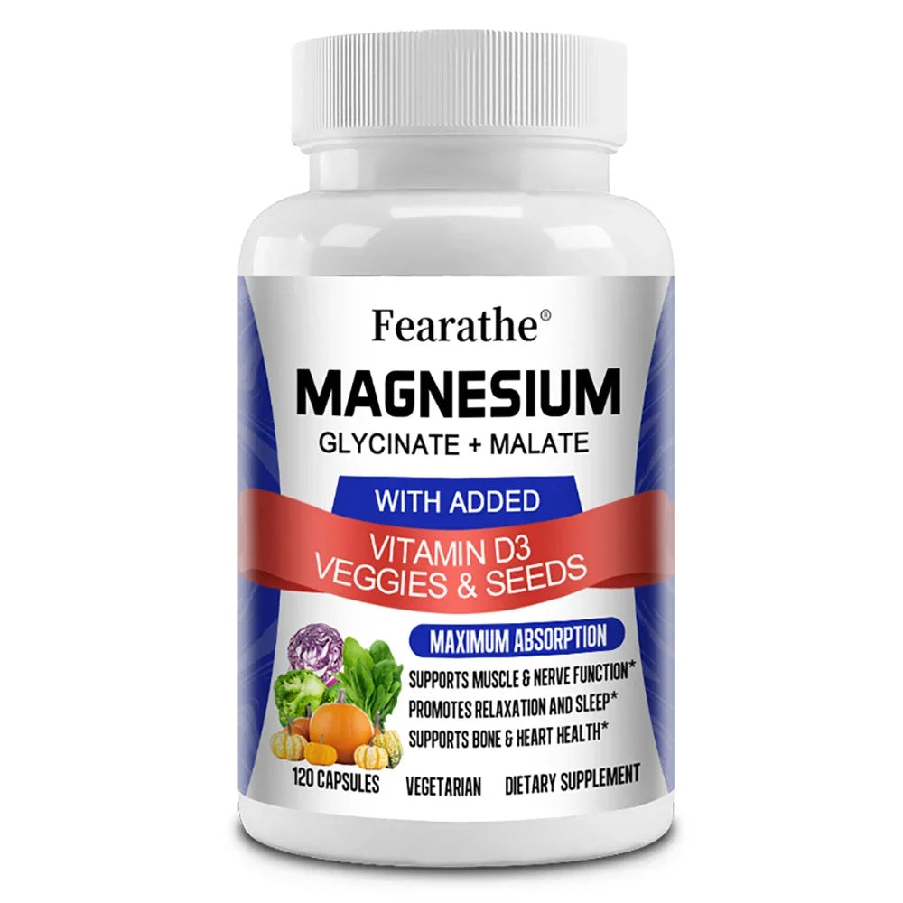 Magnesium Capsules Magnesium Malate and Glycinate Supplement Boosts Immunity Promotes Heart Health and Strong Bones