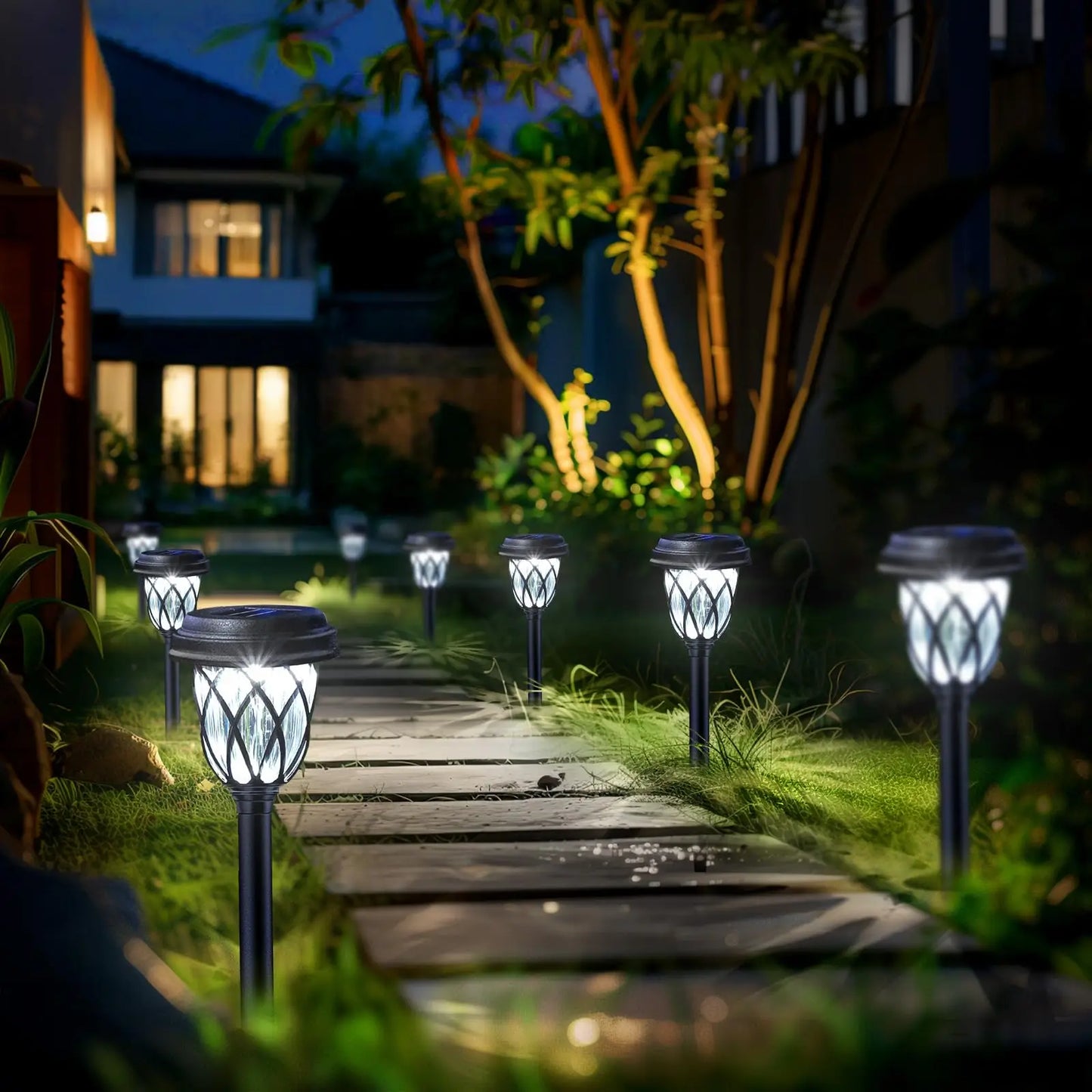 10 Pack solar powered small tube Light and shadow lamplawn lamp light is suitable for courtyard garden lawndecoration landscape
