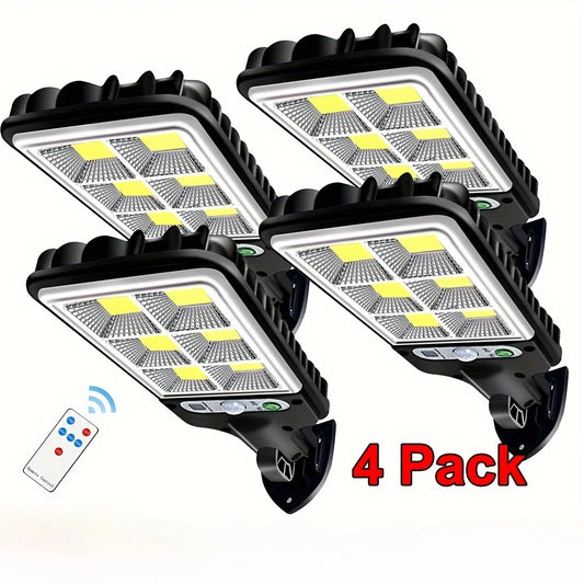 4 Pack Solar Motion Sensor Lights Outdoor 3 Mode Wall Lights with Remote Security Lighting for Garden Pathway Patio Driveway