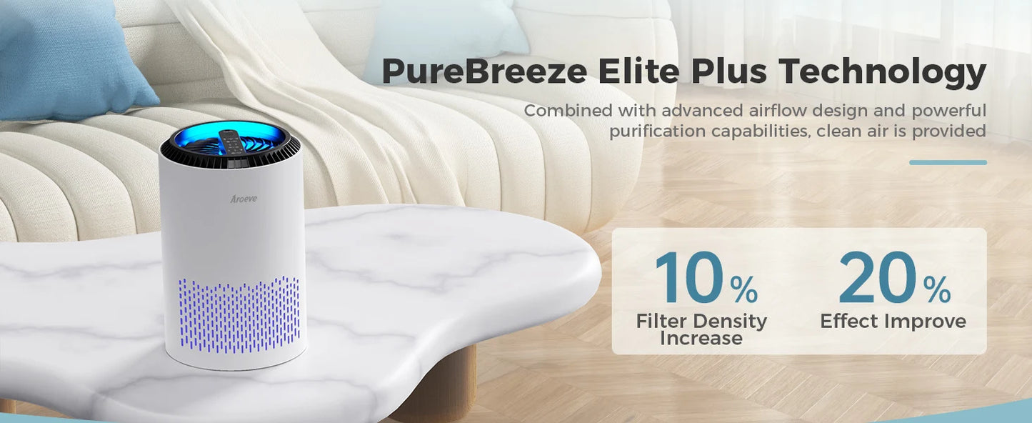 AROEVE Air Purifier Aroma Fragrance for Bedroom Home Smoke Pollen Dander Hair Smell Air Cleaner with 3 Speed Control 287 Sq.Ft