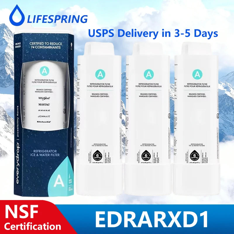 EDRARXD1 Refrigerator Water Filter Compatible with Whirlpool EDRARXD1B, WRMF3636RZ, WRFF3536SZ, WRMF3636RV WRFF3436RZ WRMF3636RW