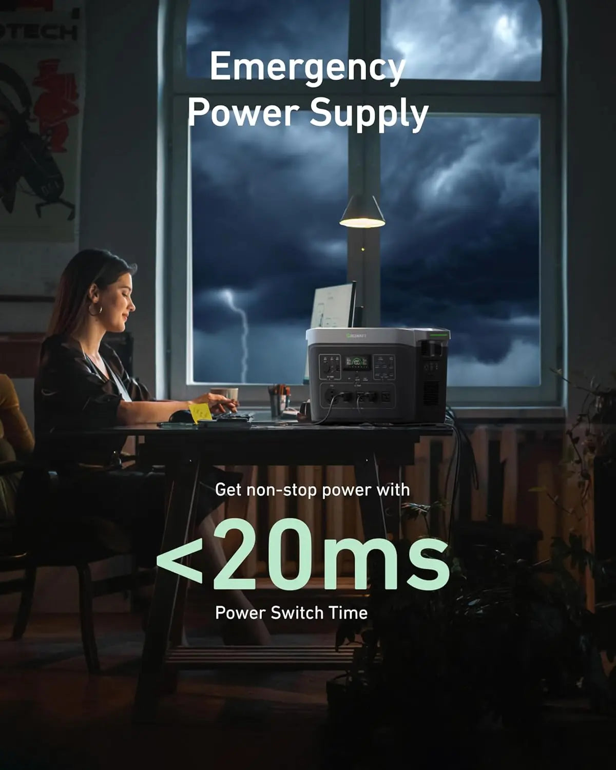2000 Electric Solar Generator 2048Wh LifePO4 Battery 2200W AC Output for Home Use Outdoor Camping and Emergency Backup
