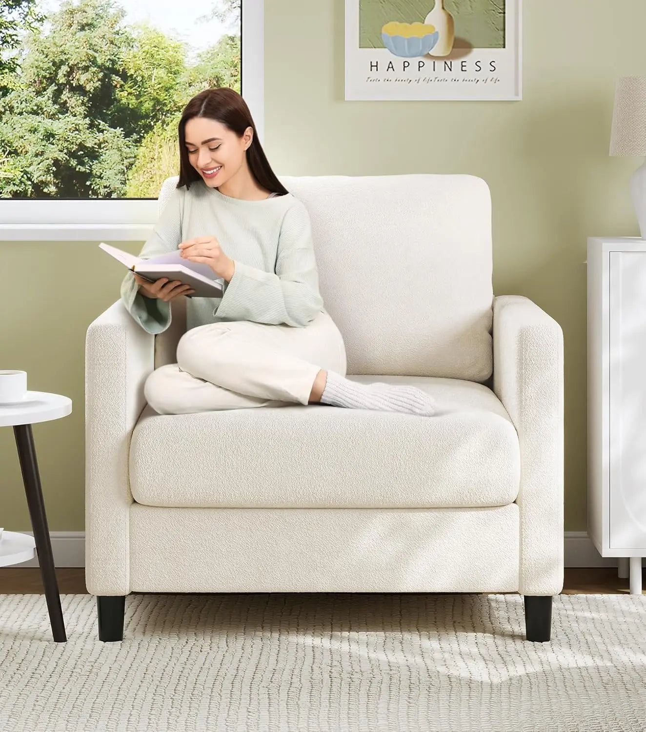 Sofa Accent Chair, 33" Reading Chair for Bedroom, Tool-Free Setup Living Room Accent Chairs, Comfy Arm Chairs Living Room,