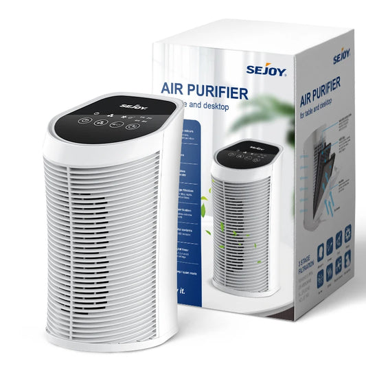 Sejoy 25W HEPA Air Purifiers For Bedroom 200 sq.ft Portable Air Cleaner For Smoke Pollen Hair Smell Air Purifier with Sleep Mode