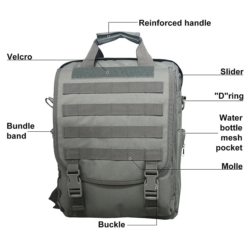 Molle Laptop Bag Tactical Messenger Bag Computer Backpack Fanny Belt Shoulder Camping Outdoor Sports Bag