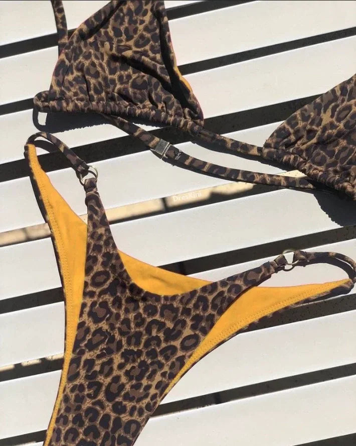 Women Split Swimsuit High Waist Beach Triangle Bikini 2025 New Summer Swimwear Bikinis Set Sexy Leopard Print Bikini 2 Piece Set