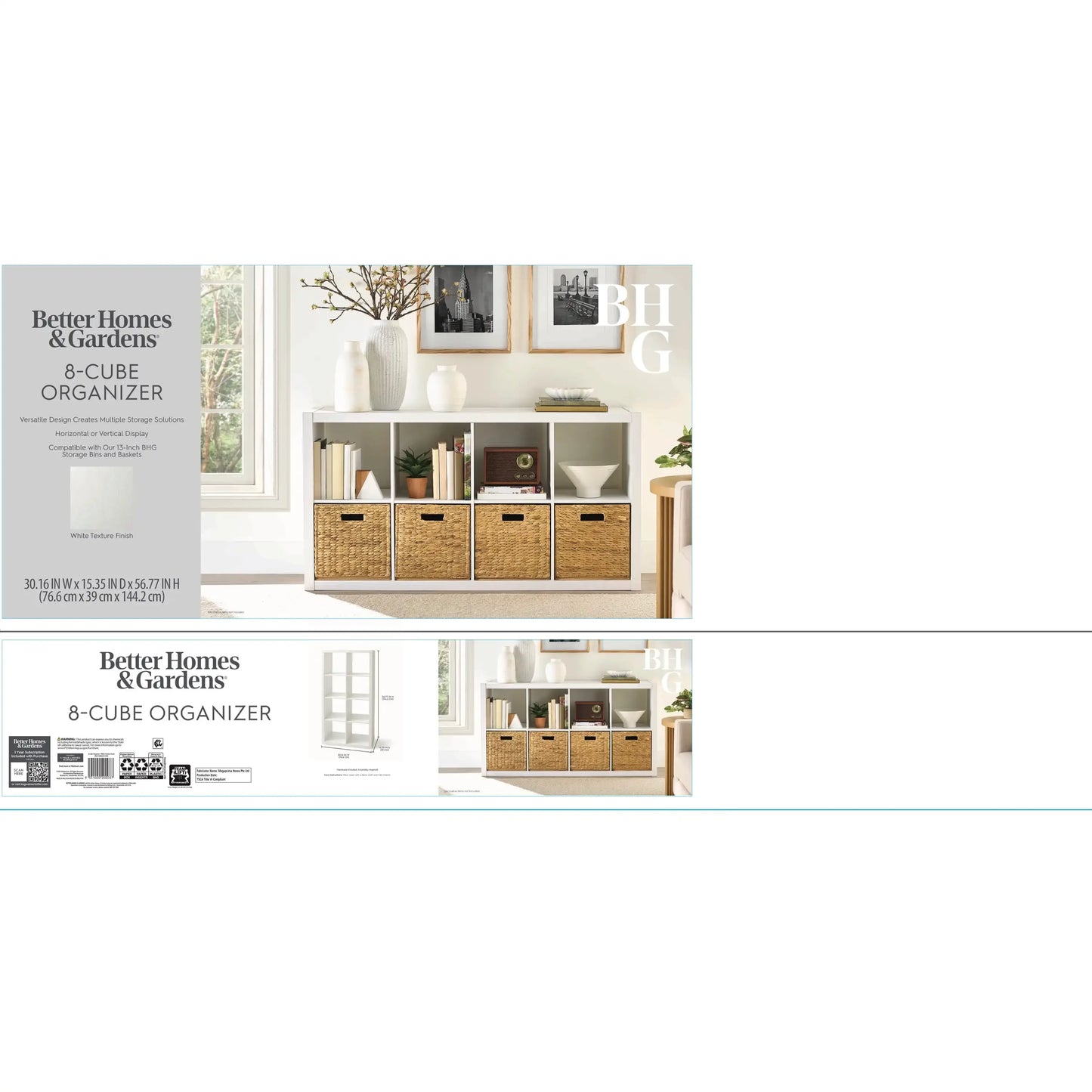 8-Cube Storage Organizer, White Texture