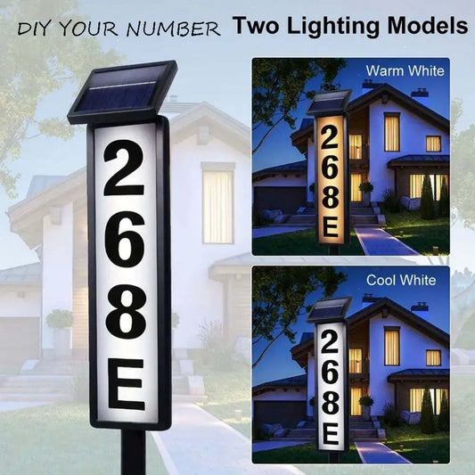 1 pc Solar Light Powered House Number, Address Sign With Lighting, Pole Mount, Smart Light Control, Automatically Lights Up From