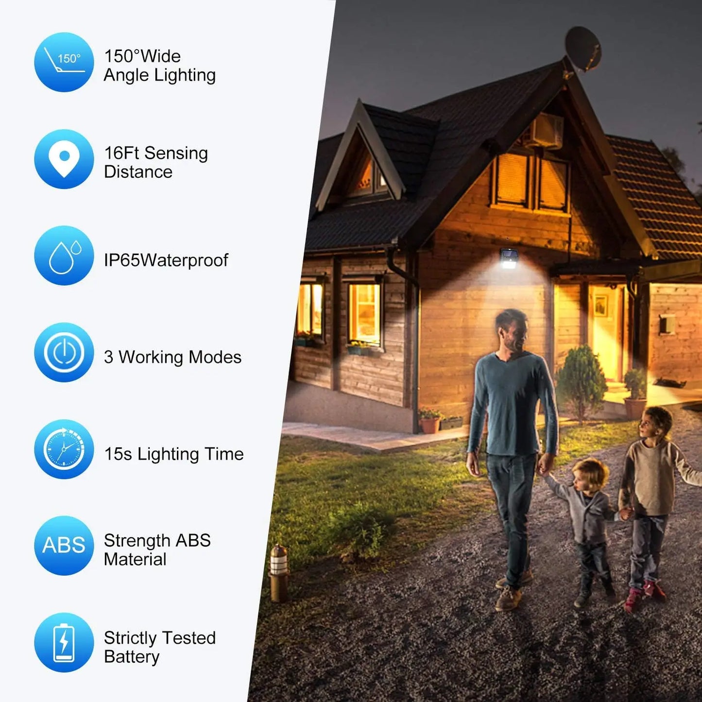 Solar Outdoor Lights - 4 Pack Motion Sensor Safety Lights with 3 Lighting Modes for Garden Fence, Patio Deck, Garage.