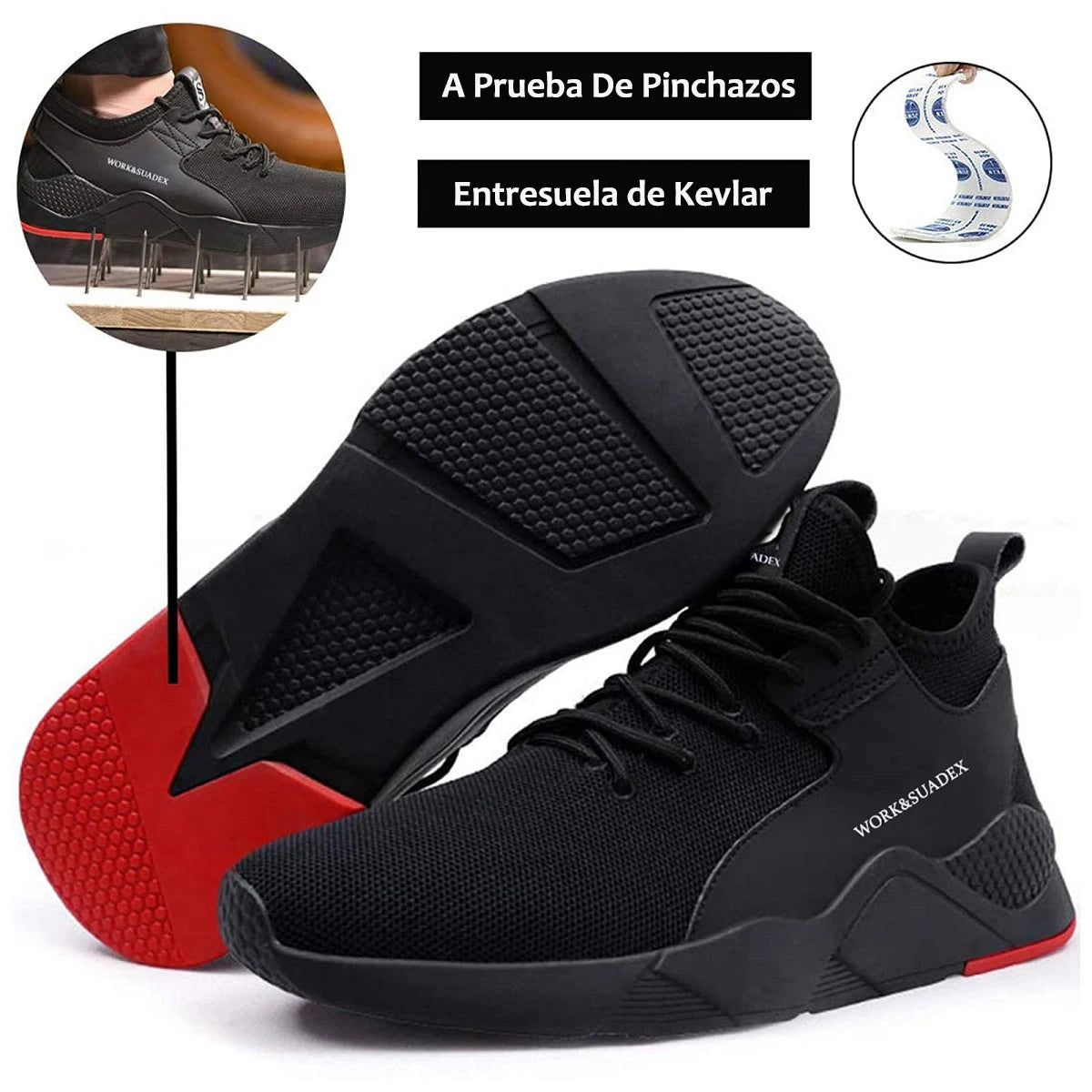 SUADEX Men's Work Safety Shoes Steel Toe Cap Anti-Smashing Puncture Proof Construction Boots Non-Slip Breathable Work Footwear