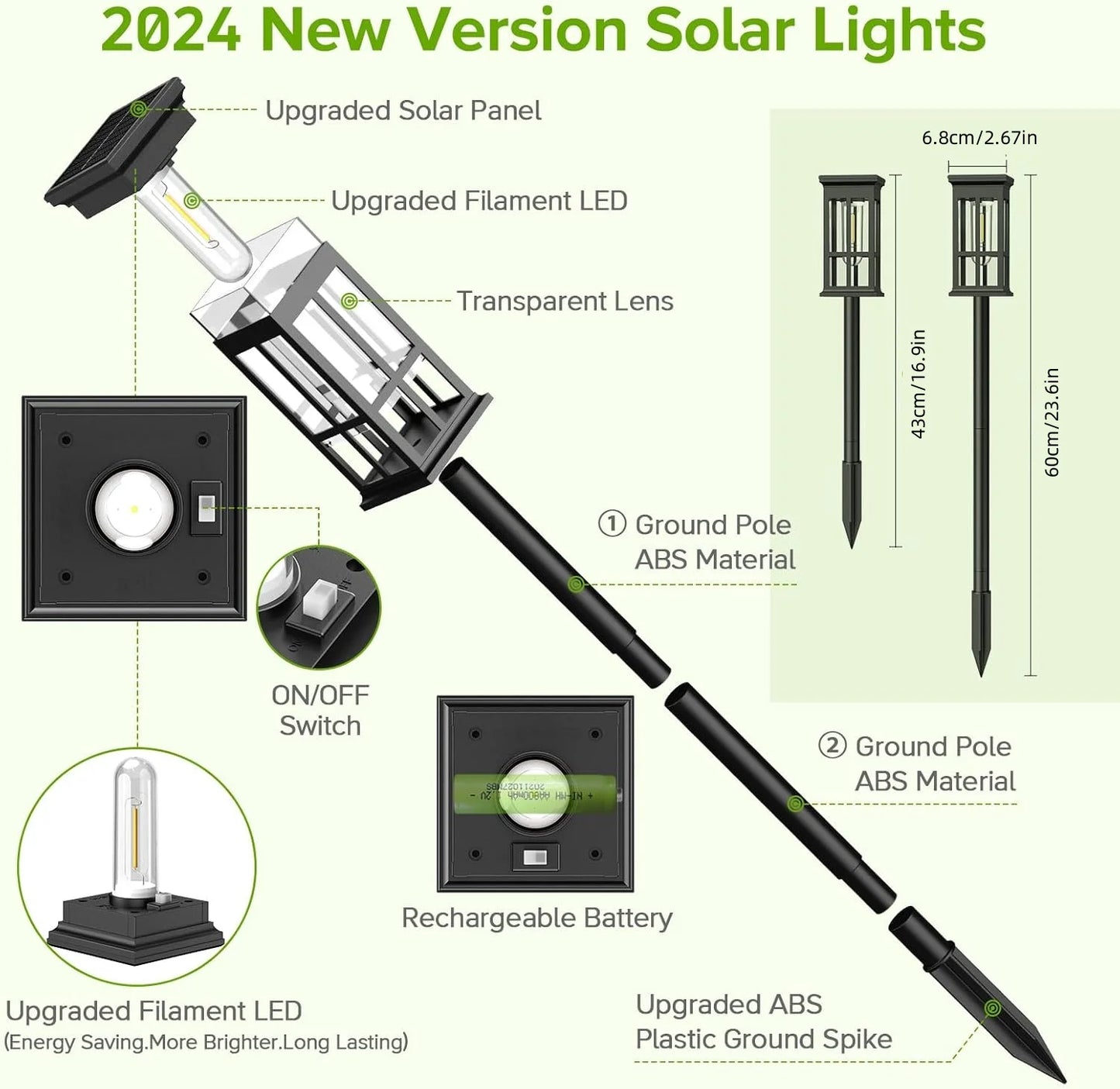 6 Pack Solar Pathway Lights - Super Bright Outdoor Solar Lights for Patio/Patio/Sidewalk - Outdoor Gifts