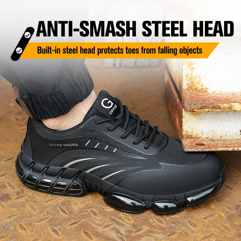 Breathable Lightweight Comfortable Anti-Smash Anti-Puncture Safety Shoes for Men