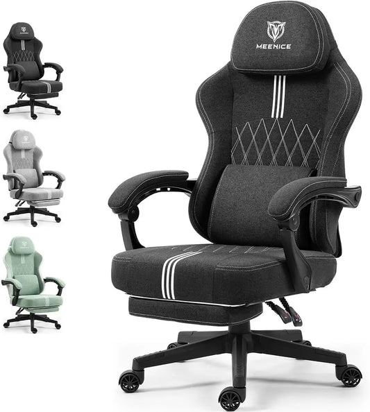 Gaming Chair Fabric, Big and Tall Gaming Chairs for Adults with Pocket Spring Cushion,Adjustable High Back Gamer Chair 300LBS