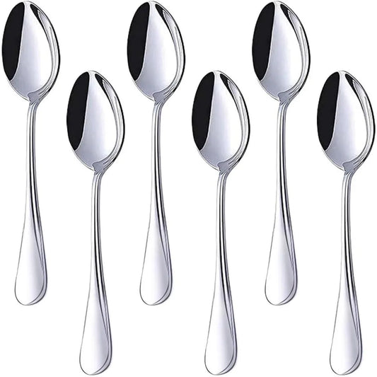 Teaspoons Stainless Steel, 6 Piece Dinner Spoons Set 6.7 inches Dessert Spoons Use for Home, Kitchen or Restaurant