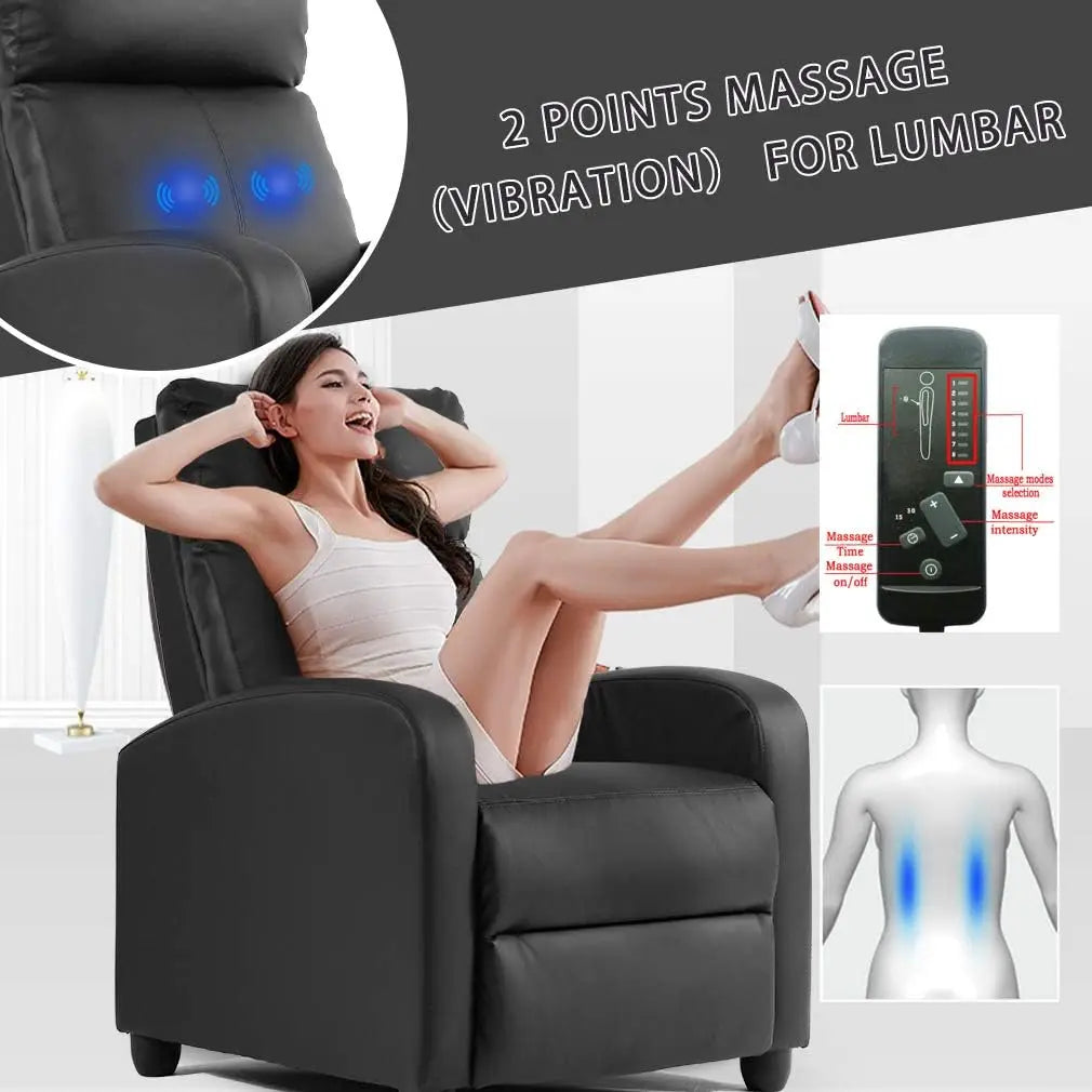 Recliner Chair for Living Room Modern Wingback Sofa Home Theater Seating Push Back Reclining Chair with Lumbar Support